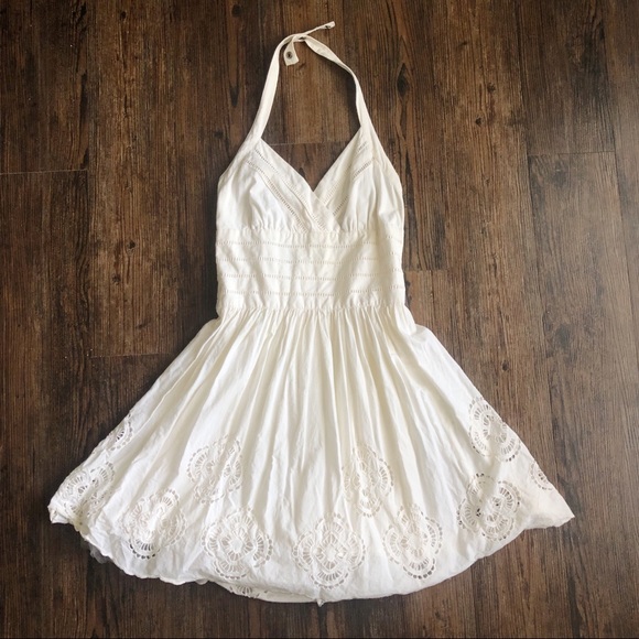 Jessica Simpson Dresses & Skirts - Jessica Simpson Cream Cottagecore Shabby Chic Halter Dress